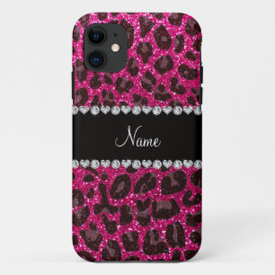 Individuelle Name Neonfarben Glitzer Leopard Druck iPhone 11 Hülle