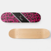Individuelle Name Neonfarben Glitzer Leopard Druck Skateboard (Horizontal)
