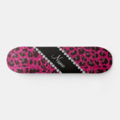 Individuelle Name Neonfarben Glitzer Leopard Druck Skateboard (Horizontal)