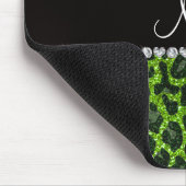 Individuelle Name Neongrün Glitzer Leopard Druck Mousepad (Ecke)