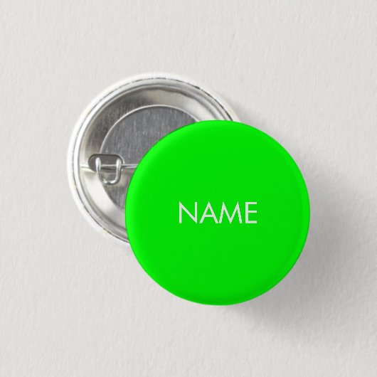 Individuelle Name Neongrün Weiß Text minimalistisc Button (Vorne & Hinten)