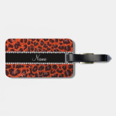 Individuelle Name Neonorange Glitzer Leopard Gepäckanhänger (Rückseite horizontal)