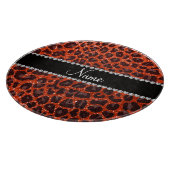 Individuelle Name Neonorange Glitzer Leopard Schneidebrett (Ecke)
