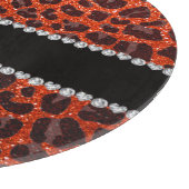 Individuelle Name Neonorange Glitzer Leopard Schneidebrett (Ecke)