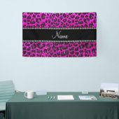 Individuelle Name Neonrosa Glitzer Leopard Druck Banner (Messeveranstaltung)