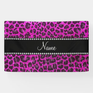 Individuelle Name Neonrosa Glitzer Leopard Druck Banner