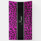 Individuelle Name Neonrosa Glitzer Leopard Druck Banner (Vertikal)