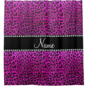Individuelle Name Neonrosa Glitzer Leopard Druck Duschvorhang