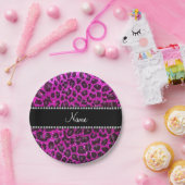 Individuelle Name Neonrosa Glitzer Leopard Druck Pappteller (Party)