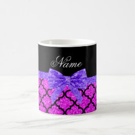 Individuelle Name neonrosa Glitzer morocan lila Bo Kaffeetasse