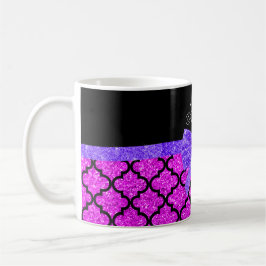 Individuelle Name neonrosa Glitzer morocan lila Bo Kaffeetasse
