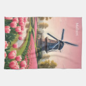 Individuelle Name Netherlands Windmills Geschirrtuch (Horizontal)