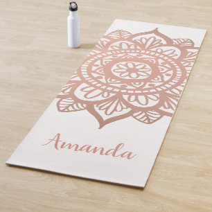 Individuelle Name Neue Rose Gold Mandala White Yogamatte