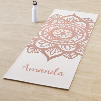 Individuelle Name Neue Rose Gold Mandala White Yogamatte