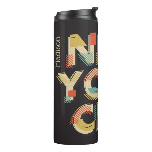 Individuelle Name New York City Typografy tumbler Thermosbecher (Nach links gedreht)