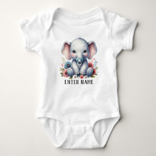 Individuelle Name Niedlich Baby Girl Elephant Baby Baby Strampler