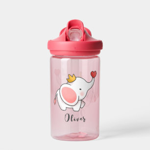 Individuelle Name Niedlich Crown Baby Elephant Trinkflasche
