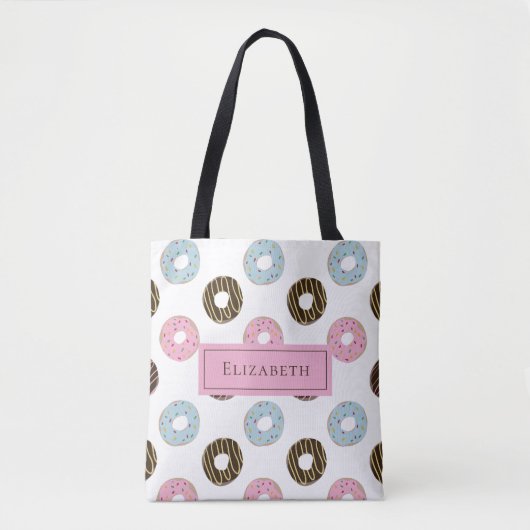 Individuelle Name Niedlich Donuts Pastel Sweet Too Tasche (Vorderseite)