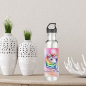 Individuelle Name Niedlich Einhorn und Regenbogen  Edelstahlflasche