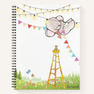 Individuelle Name Niedlich Elefant farbenfroh Notizblock