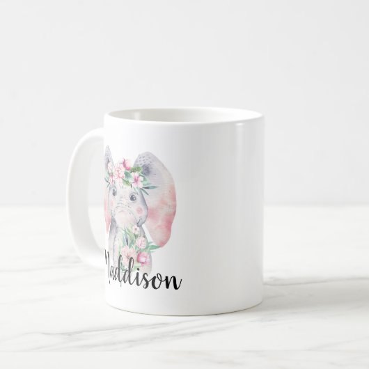 Individuelle Name Niedlich Elefant Tasse Mama Kran (Vorderseite Links)