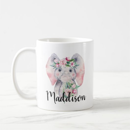 Individuelle Name Niedlich Elefant Tasse Mama Kran (Links)