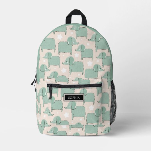 Individuelle Name Niedlich Elephant Muster Nordic Bedruckter Rucksack (Vorderseite)