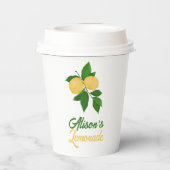 Individuelle Name Niedlich Gelbgrüne Sommerlemonad Pappbecher (Rückseite)