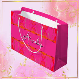 Individuelle Name Niedlich Girly Orange und Pink Große Geschenktüte