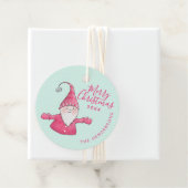 Individuelle Name Niedlich Gnome Pink Mint Frohe W Geschenkanhänger (Beispiel)