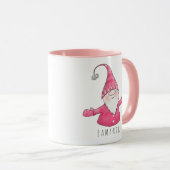 Individuelle Name Niedlich Gnome Pink Weihnachten Tasse (VorderseiteRechts)