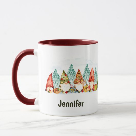 Individuelle Name Niedlich Gnomes Wasserfarben Wei Tasse (Links)