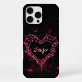 Individuelle Name Niedlich Gothic Pink Heart Spide iPhone 16 Pro Max Hülle