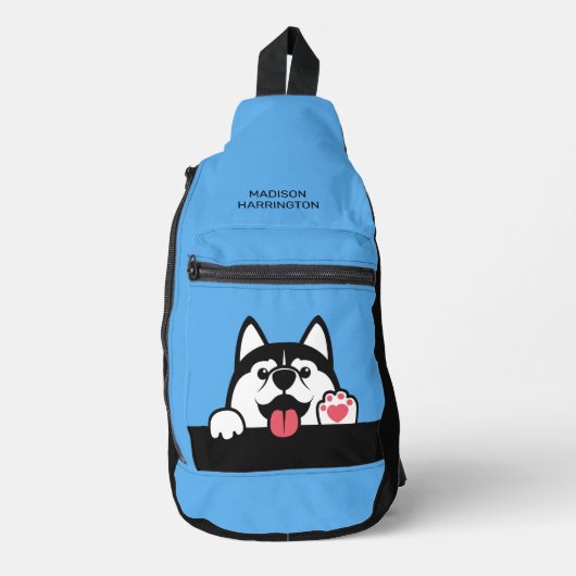 Individuelle Name Niedlich Husky Crossbody Bag (Vorderseite)