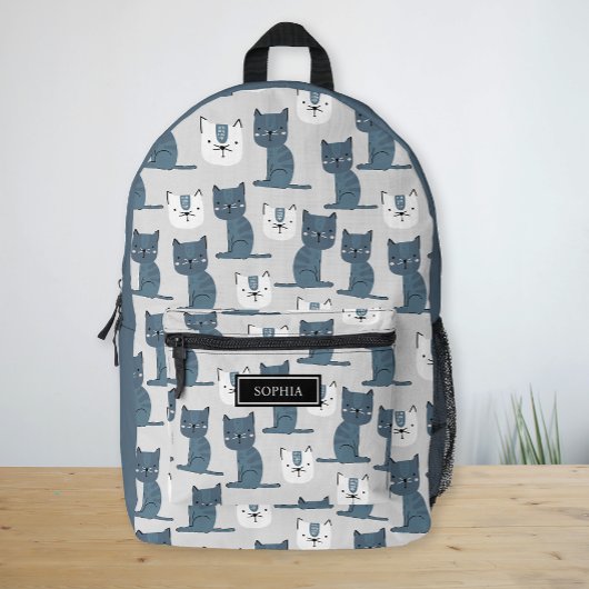 Individuelle Name Niedlich Katzen Muster Nordische Bedruckter Rucksack