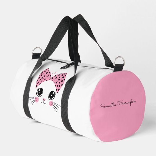 Individuelle Name Niedlich Katzengesicht Duffle Bag (Linke Seite)