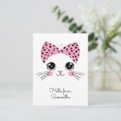 Individuelle Name Niedlich Katzengesicht Postkarte (Stehend Vorderseite)