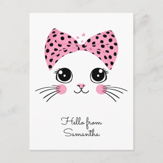 Individuelle Name Niedlich Katzengesicht Postkarte (Vorderseite)