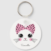 Individuelle Name Niedlich Katzengesicht Schlüsselanhänger (Vorderseite)