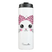 Individuelle Name Niedlich Katzengesicht Thermosbecher (Vorderseite)
