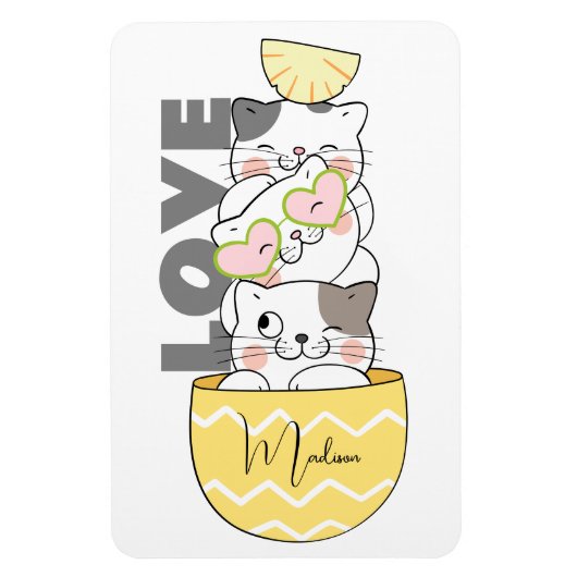 Individuelle Name Niedlich Kittens Magnet (Vertikal)