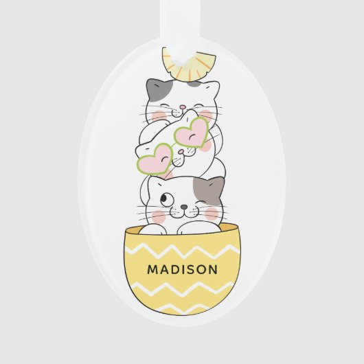 Individuelle Name Niedlich Kittens Ornament (Vorderseite)