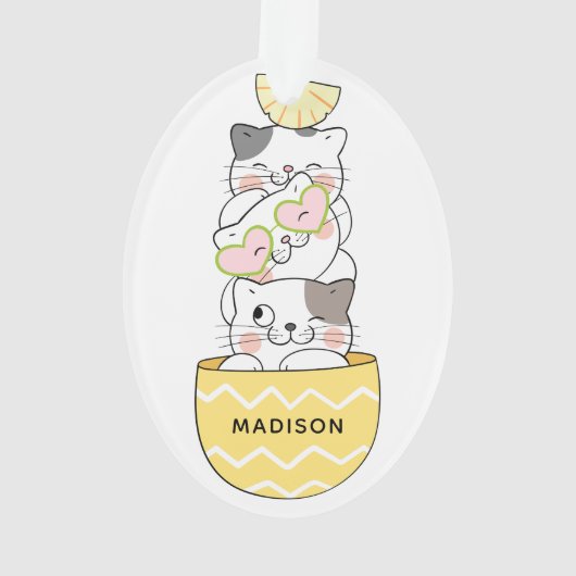Individuelle Name Niedlich Kittens Ornament (Rückseite)