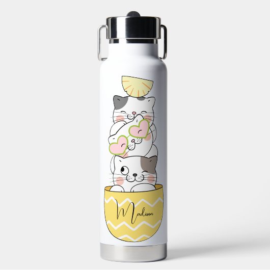 Individuelle Name Niedlich Kittens Trinkflasche (Vorderseite)