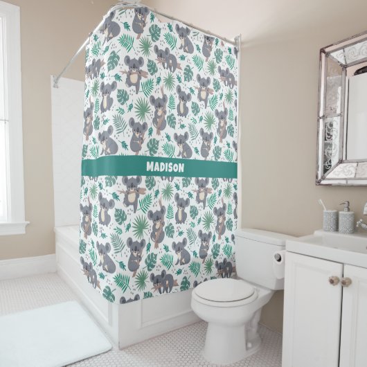 Individuelle Name Niedlich Koalas Muster Duschvorhang (Beispiel)