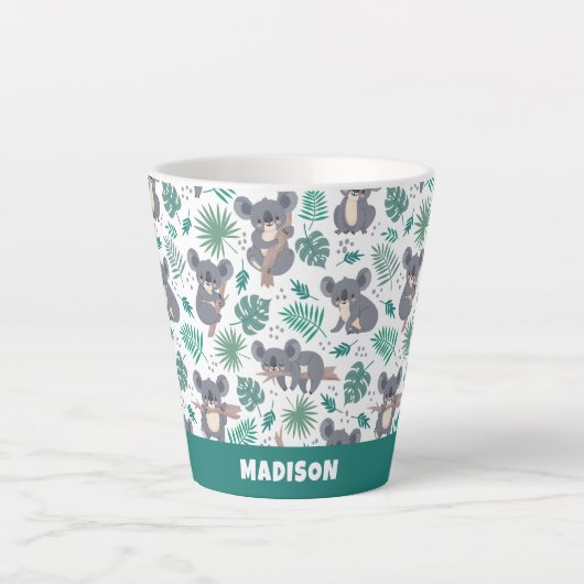 Individuelle Name Niedlich Koalas Muster Milchtasse (Vorderseite)