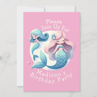Individuelle Name Niedlich Mermaid Thema Magisch G Einladung
