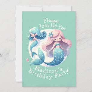 Individuelle Name Niedlich Mermaid Thema Magisch G Einladung