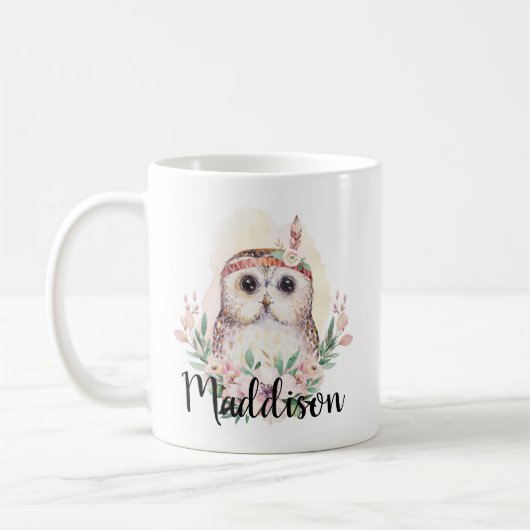 Individuelle Name Niedlich Owl Mama Krankenpfleger Kaffeetasse (Links)