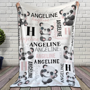 Individuelle Name Niedlich Pandas Sherpa Blanket Sherpadecke
